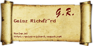 Geisz Richárd névjegykártya
